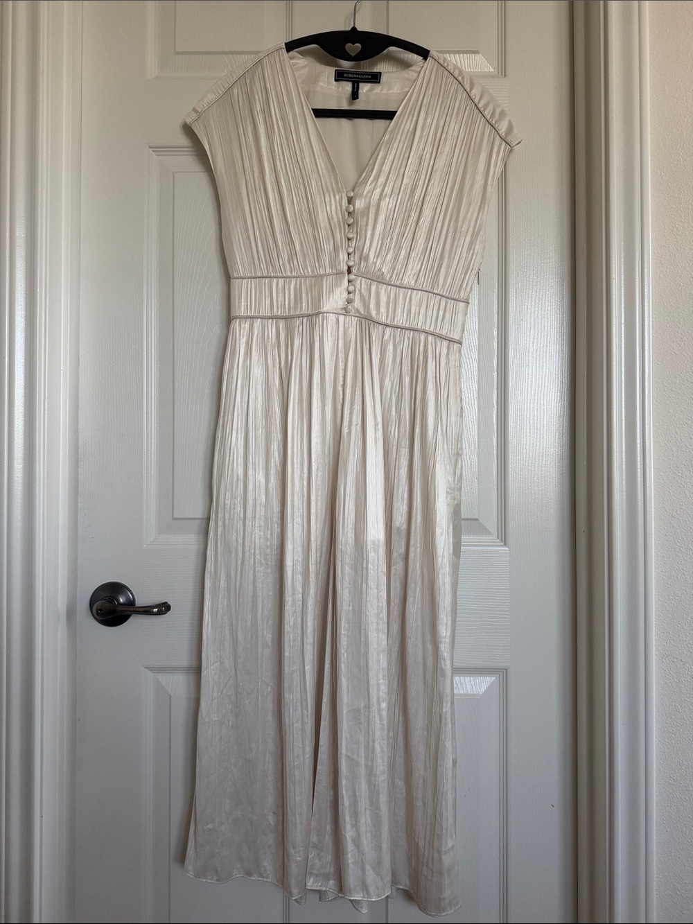 BCBGMAXAZRIA Ivory Pleated Ruched Wide Leg Cropped Jumpsuit Size 2
